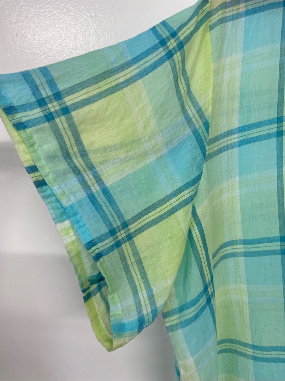 Coldwater Creek Blue Yellow Sheer 100% Cotton Tunic 2X - Picture 5 of 7